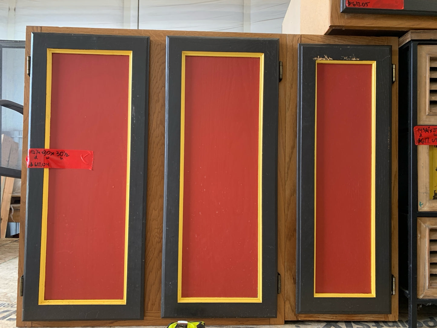 30 ½" Red & Black Wall Cabinet – Tri-Door Unit with Adjustable Shelves [707.04]