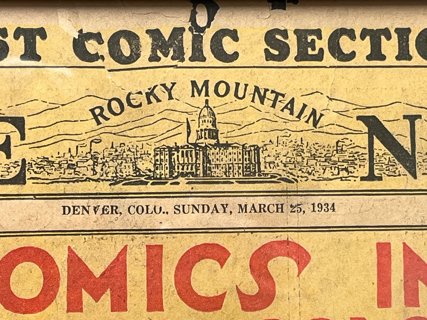Framed Vintage Newspaper - Rocky Mountain News - 1934 [1002.63]
