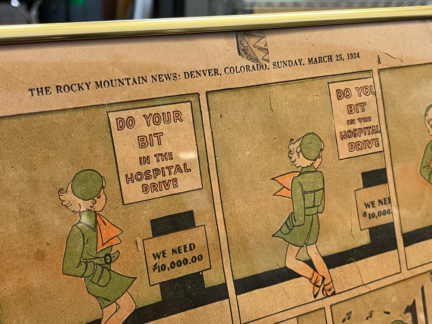"Moments of Hope" Framed Vintage Newspaper - Rocky Mountain News - 1934 [1002.57]