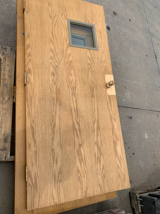 35 5/8 x 79 1/2 Oak Office Door – Wired Glass Window [WD102]
