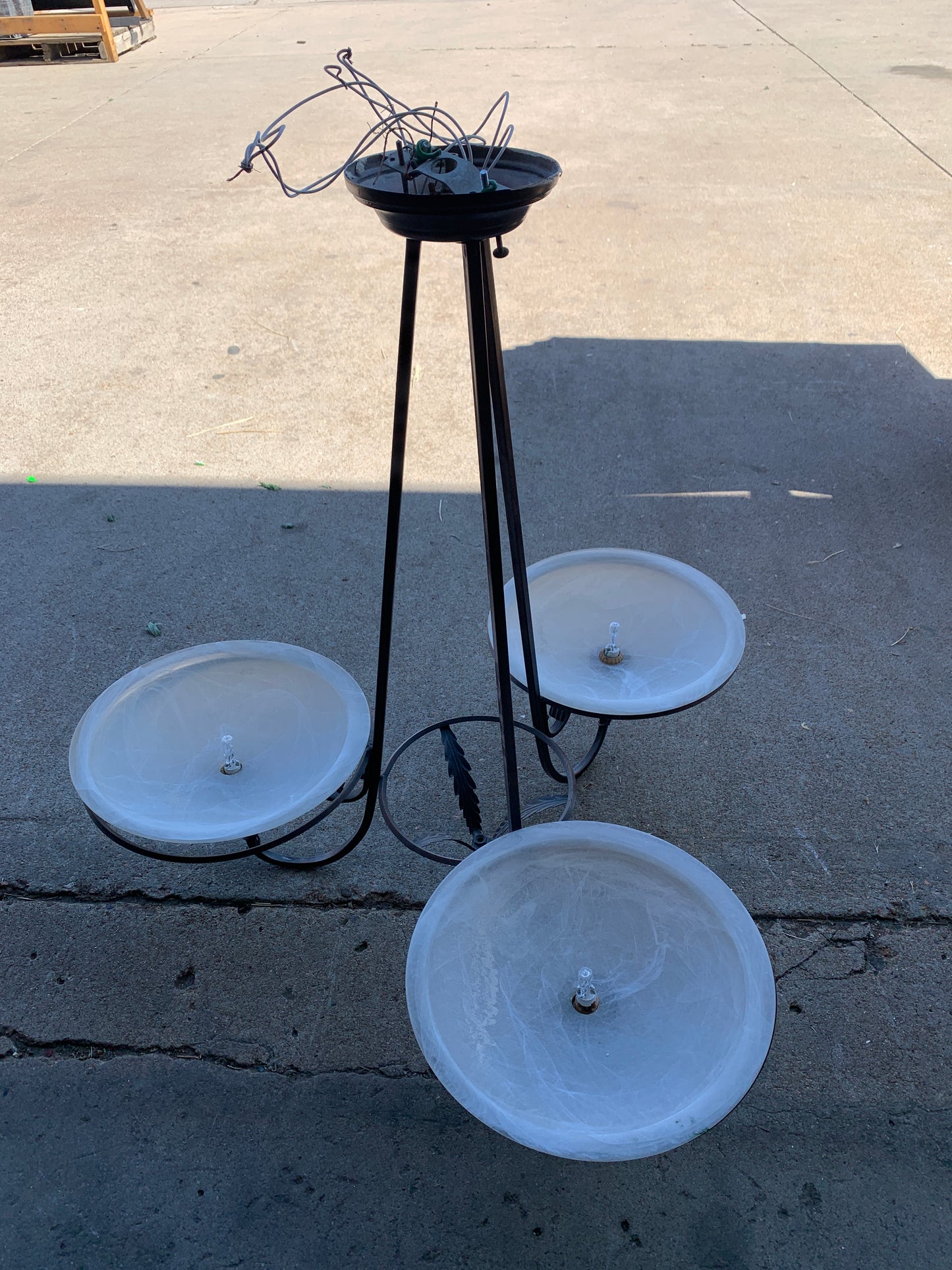 3-Light Iron Frame Chandelier Fixtures – Frosted Glass Bowls [708.02]