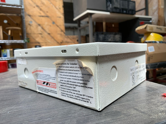 13.5" x 13" Metal CCTV Power Supply Enclosure – 18-Channel with Fuse Protection and LED Indicators 624.03