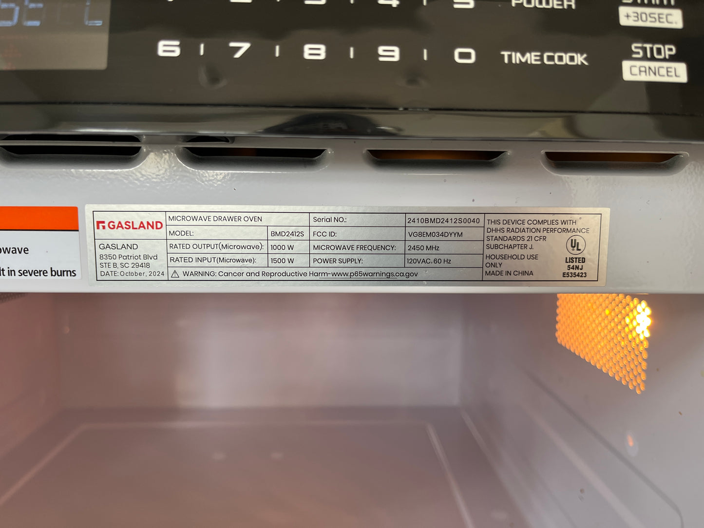 24in Gasland Microwave Drawer Oven, Stainless Steel [#407.09]