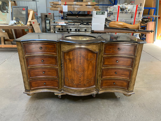 Vanity Cabinet with Chipped Top and Copper Sink  [812.02]