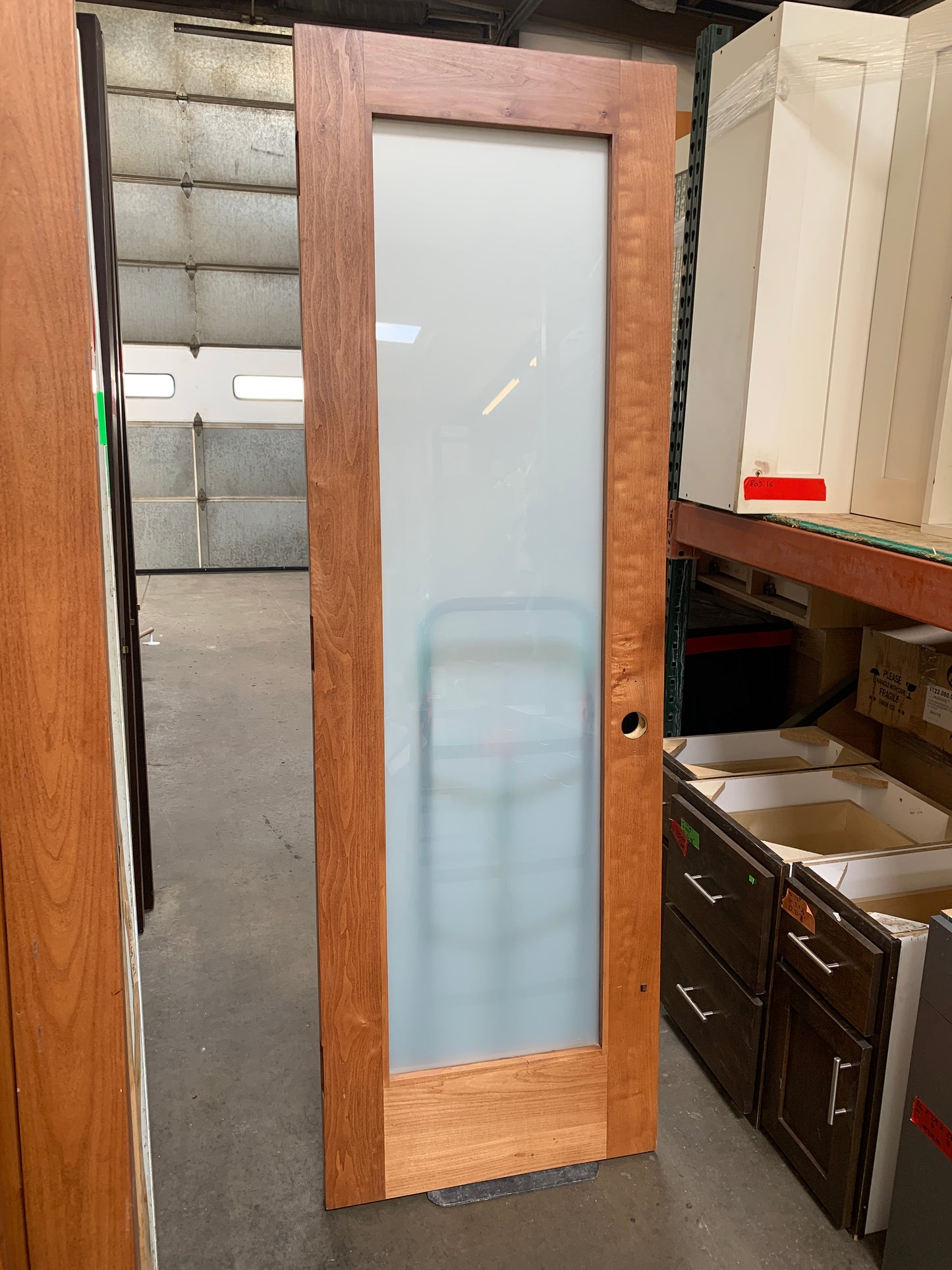 Solid Cherry Swing Door with Frosted Glass Panel [827.04]