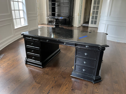 72x42 Reclaimed Artistica Executive Partner's Desk, Ebonized Black
