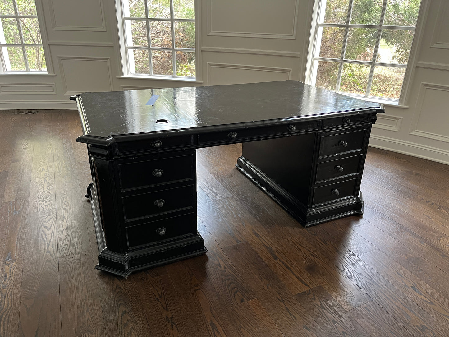 72x42 Reclaimed Artistica Executive Partner's Desk, Ebonized Black