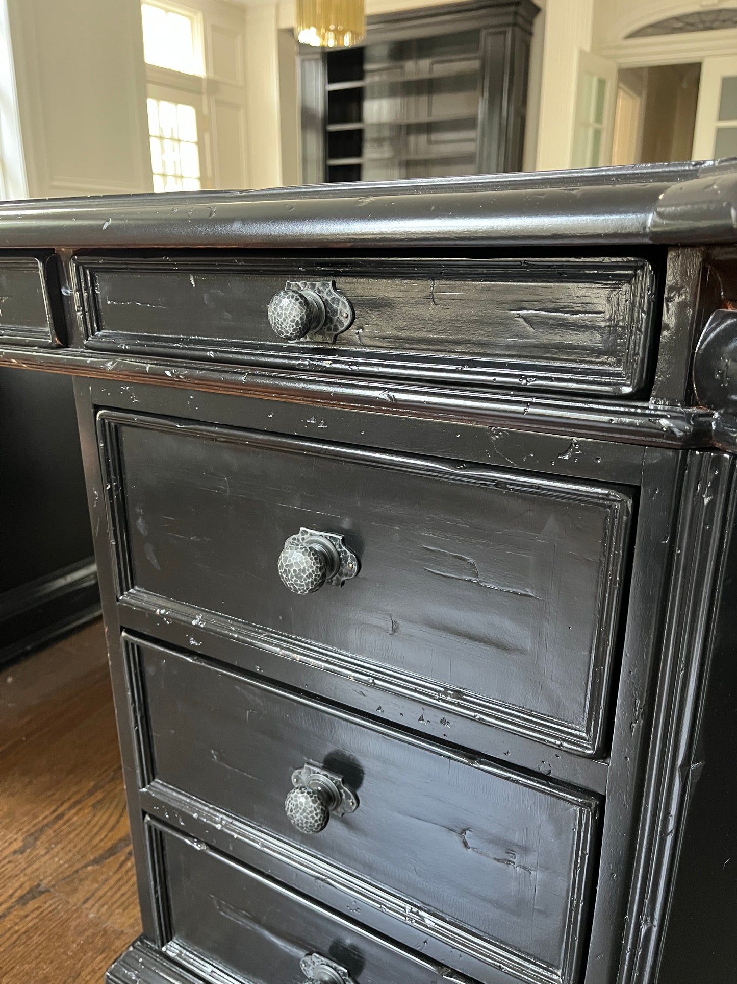72x42 Reclaimed Artistica Executive Partner's Desk, Ebonized Black