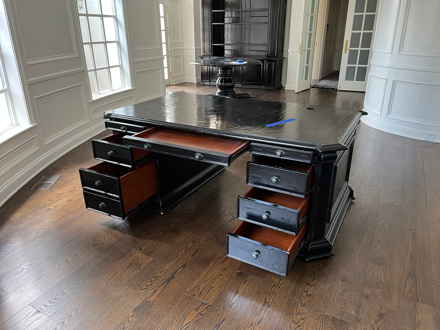 72x42 Reclaimed Artistica Executive Partner's Desk, Ebonized Black