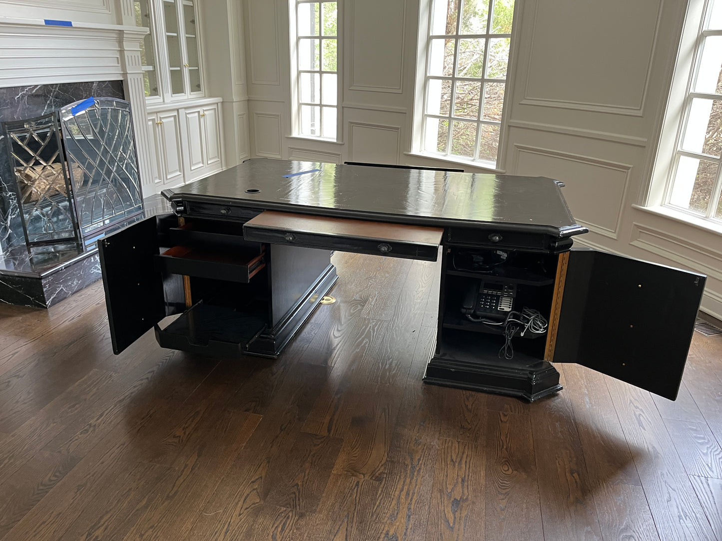 72x42 Reclaimed Artistica Executive Partner's Desk, Ebonized Black