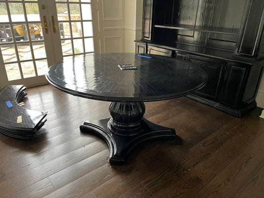 59in Reclaimed Artistica Round Conference Table, Ebonized Black