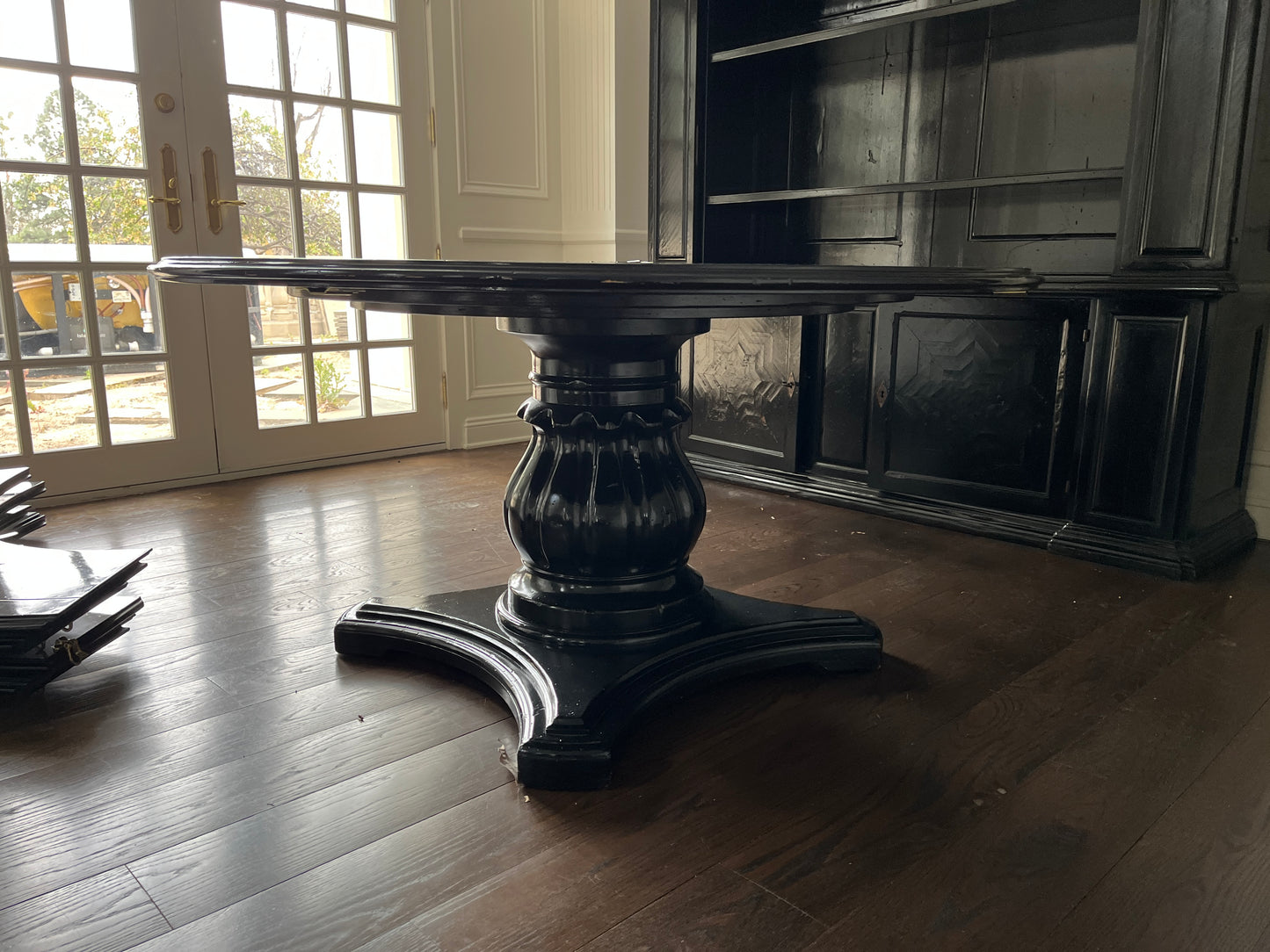 59in Reclaimed Artistica Round Conference Table, Ebonized Black