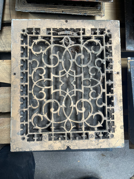 Antique Cast Iron Floor Register 13 7/8" x 11 3/4" [#B427.02]