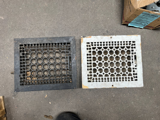 Antique Cast Iron Floor Registers (2) – Honeycomb Pattern [#B427.04]