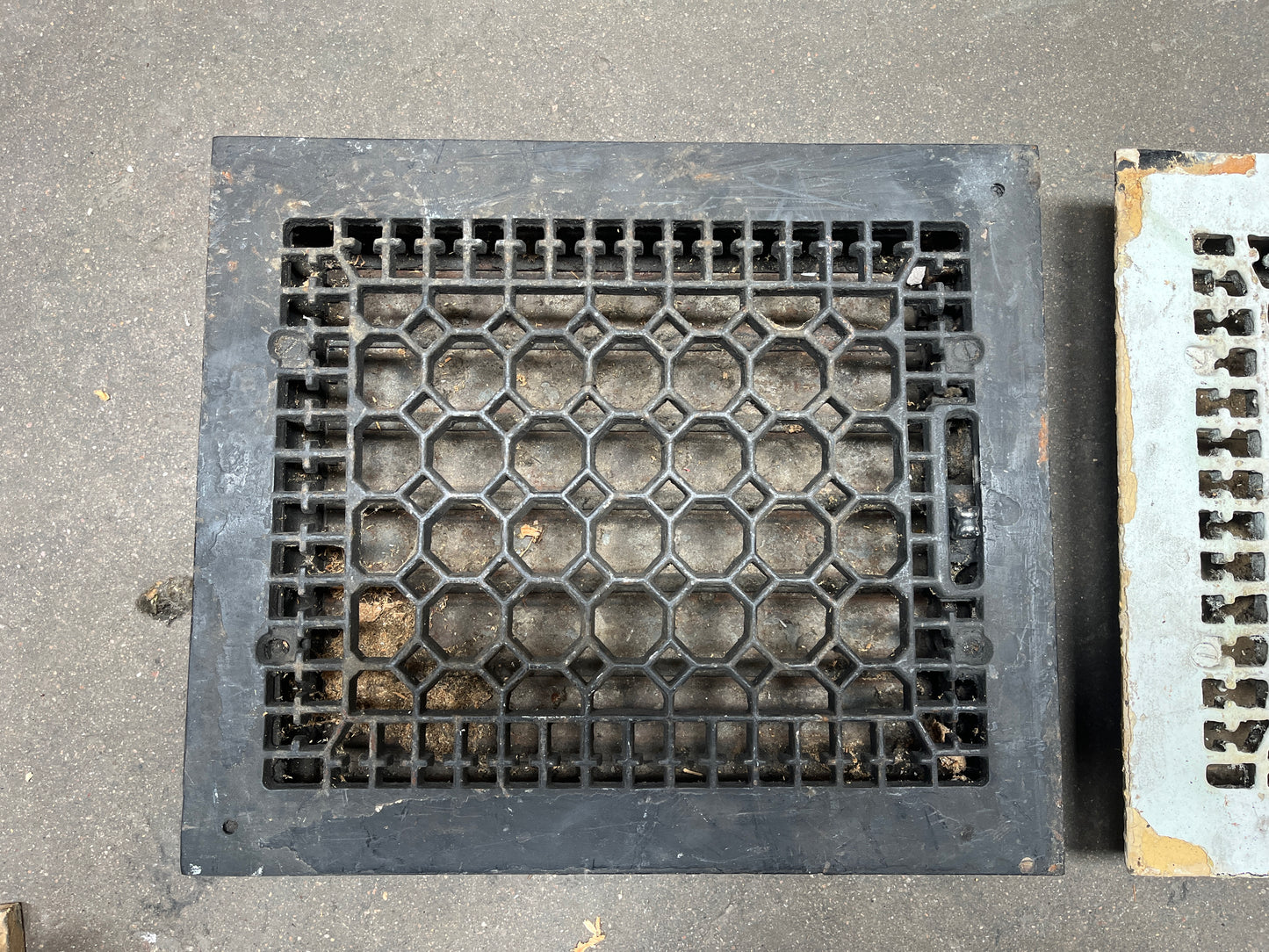 Antique Cast Iron Floor Registers (2) – Honeycomb Pattern [#B427.04]