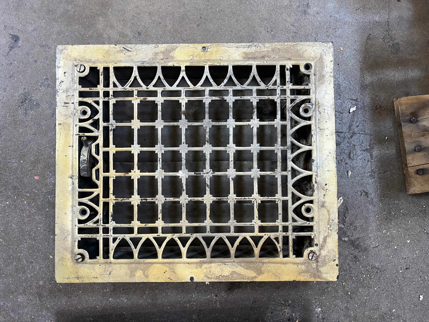 Antique Cast Iron Floor Registers (3) – Geometric Grid Pattern [#B427.03]