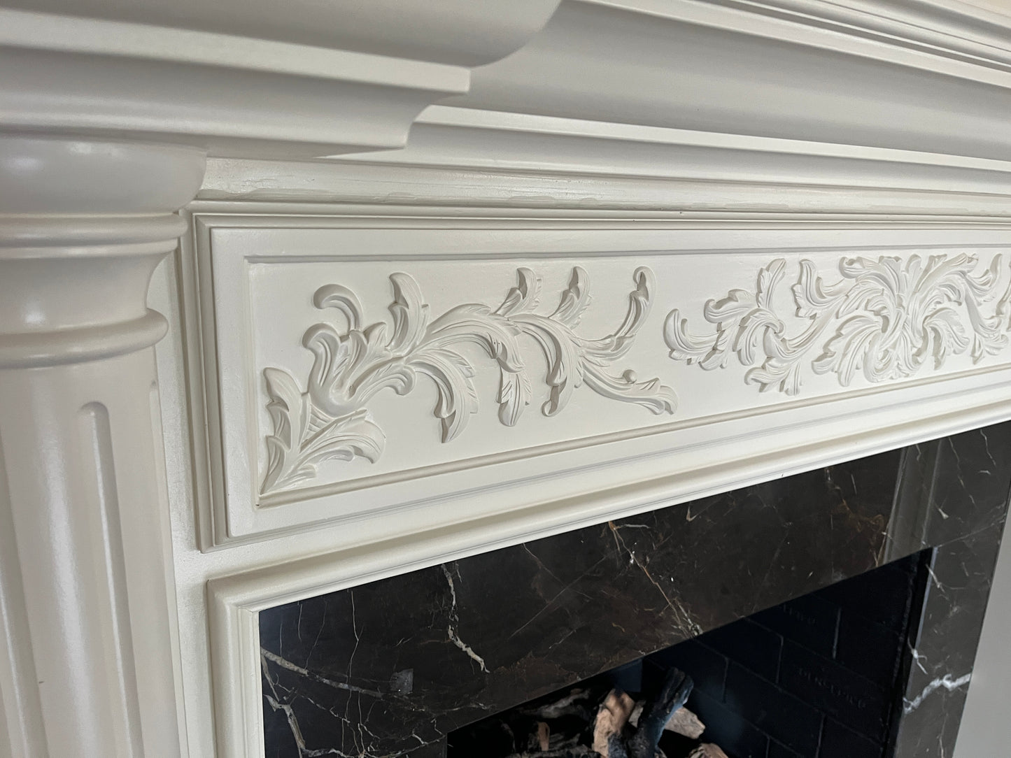 Ornate White Fireplace Mantel Surround [#E519.03]