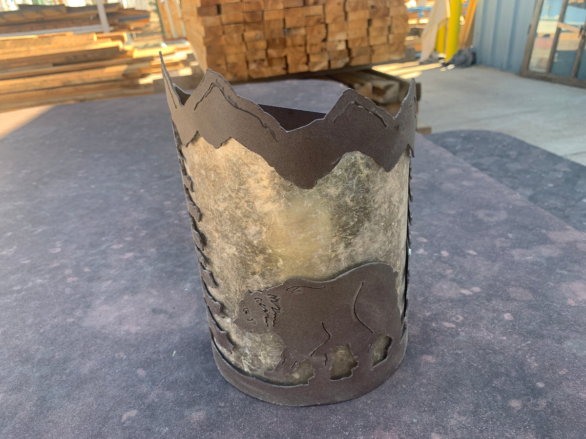 Reclaimed Mountain Landscape Wall Sconce, Dark Patina. ID #D926.02