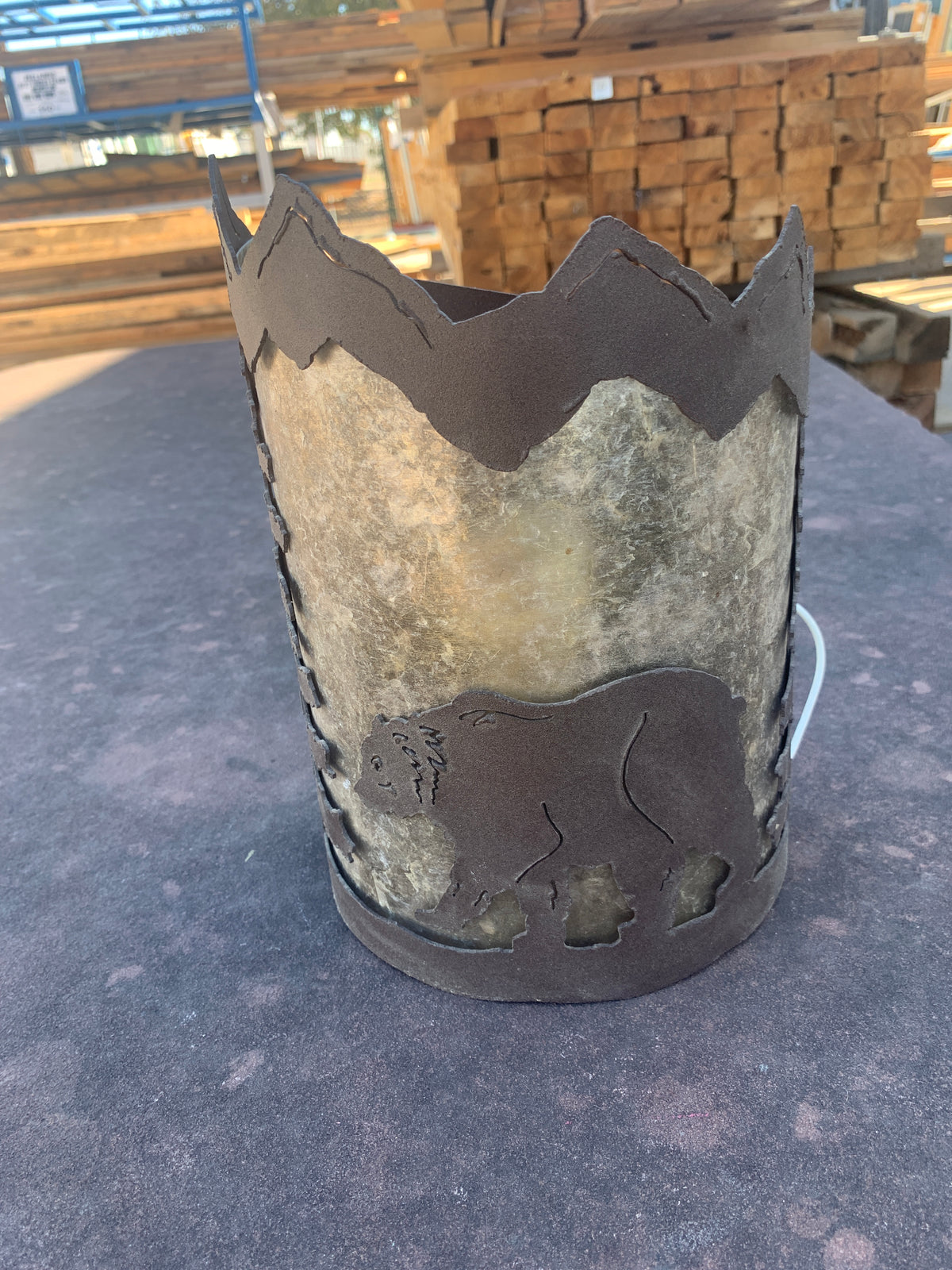 Reclaimed Mountain Landscape Wall Sconce, Dark Patina. ID #D926.02