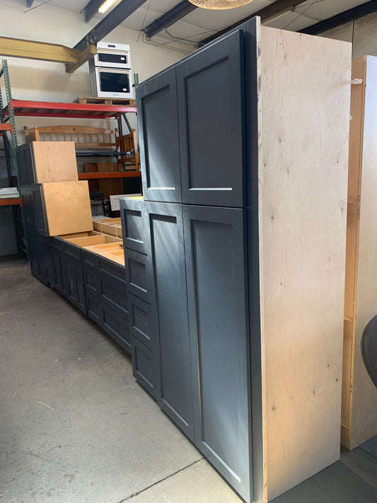 20ft Blue Reclaimed Closet Cabinet Set, Artizen Cabinetry
