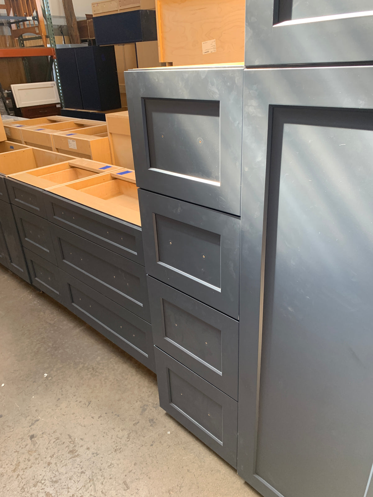 20ft Blue Reclaimed Closet Cabinet Set, Artizen Cabinetry