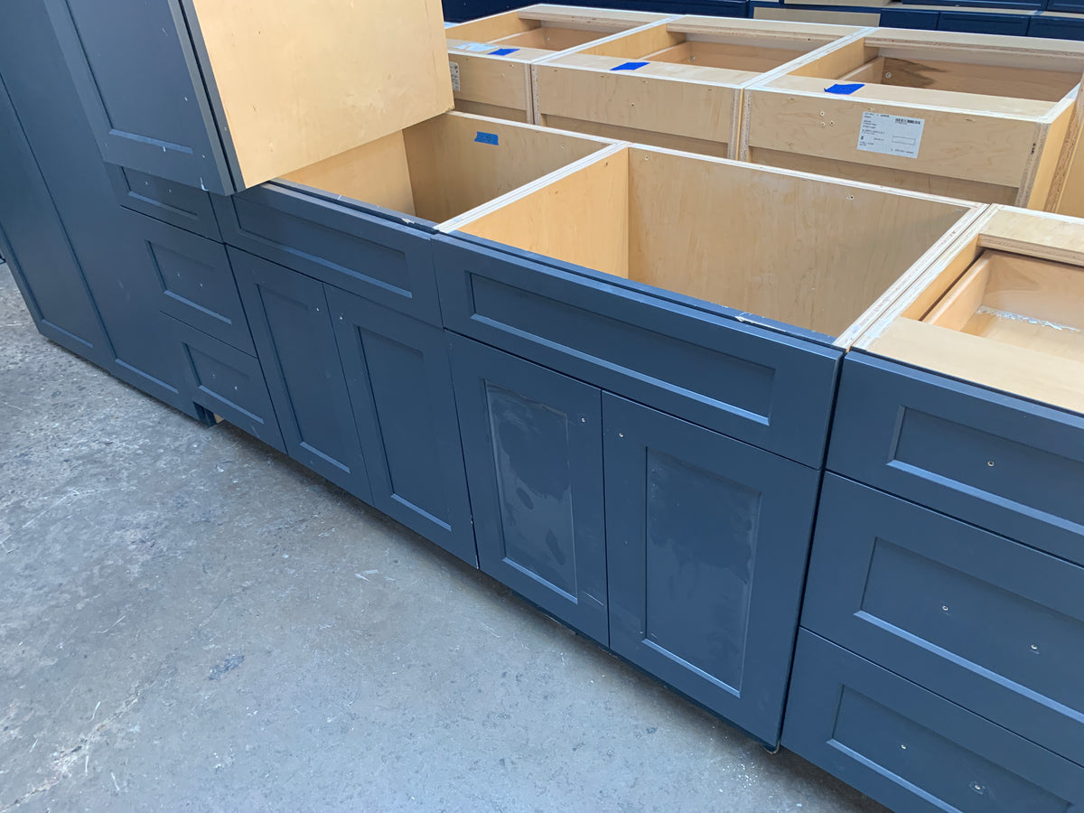20ft Blue Reclaimed Closet Cabinet Set, Artizen Cabinetry
