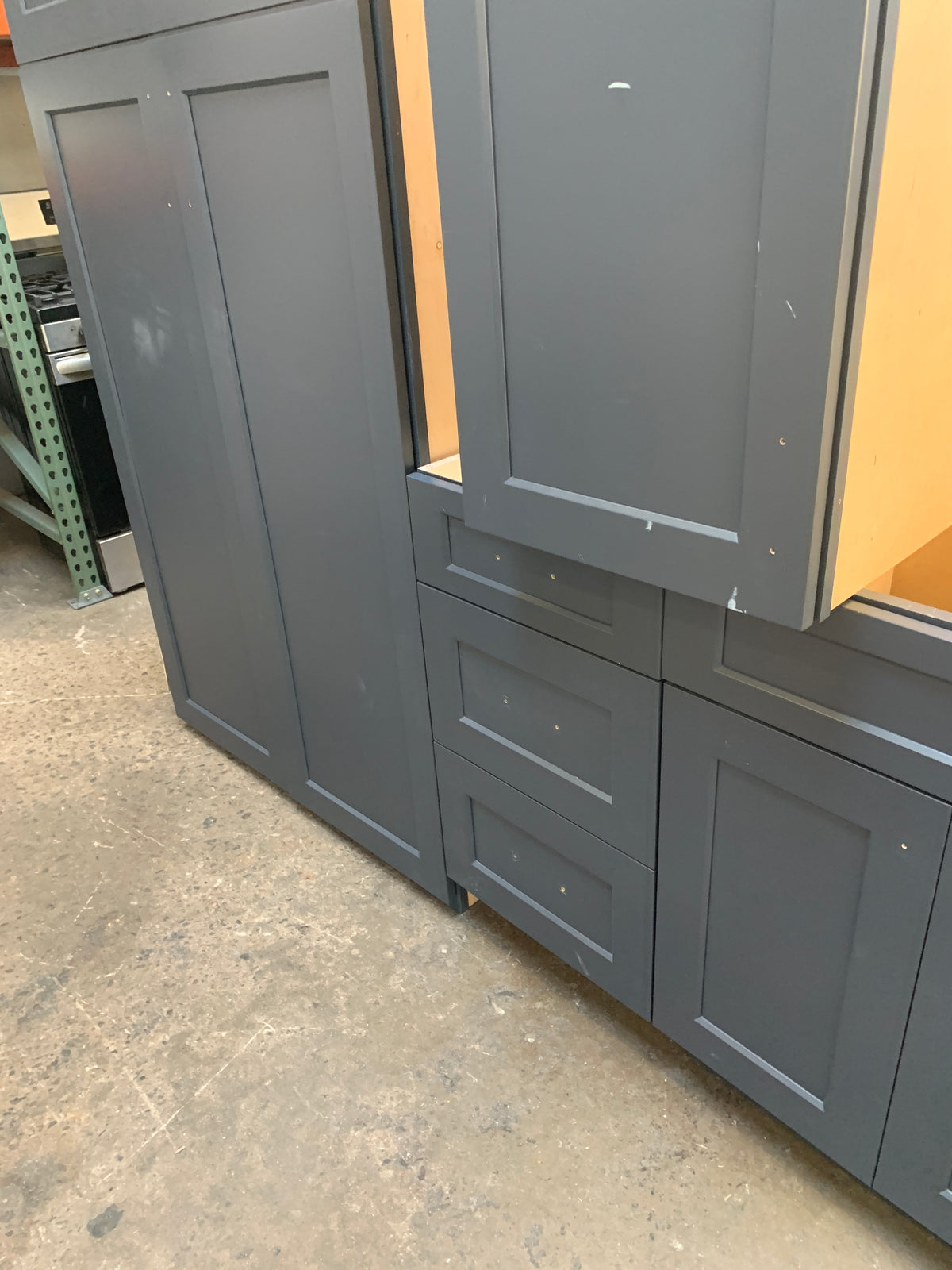 20ft Blue Reclaimed Closet Cabinet Set, Artizen Cabinetry