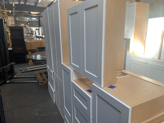 28ft White Reclaimed Closet Cabinet Set, Artizen Cabinetry