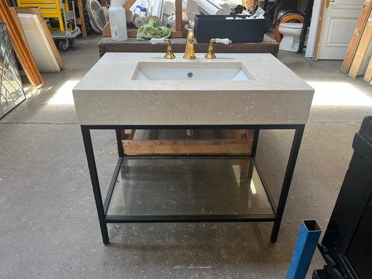 36in Open Console Bathroom Vanity, Black Frame [#SNCC.609.02]