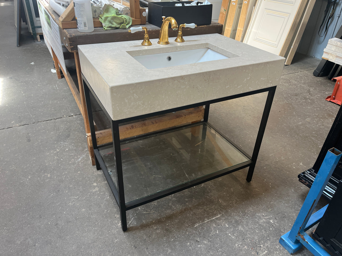 36in Open Console Bathroom Vanity, Black Frame [#SNCC.609.02]