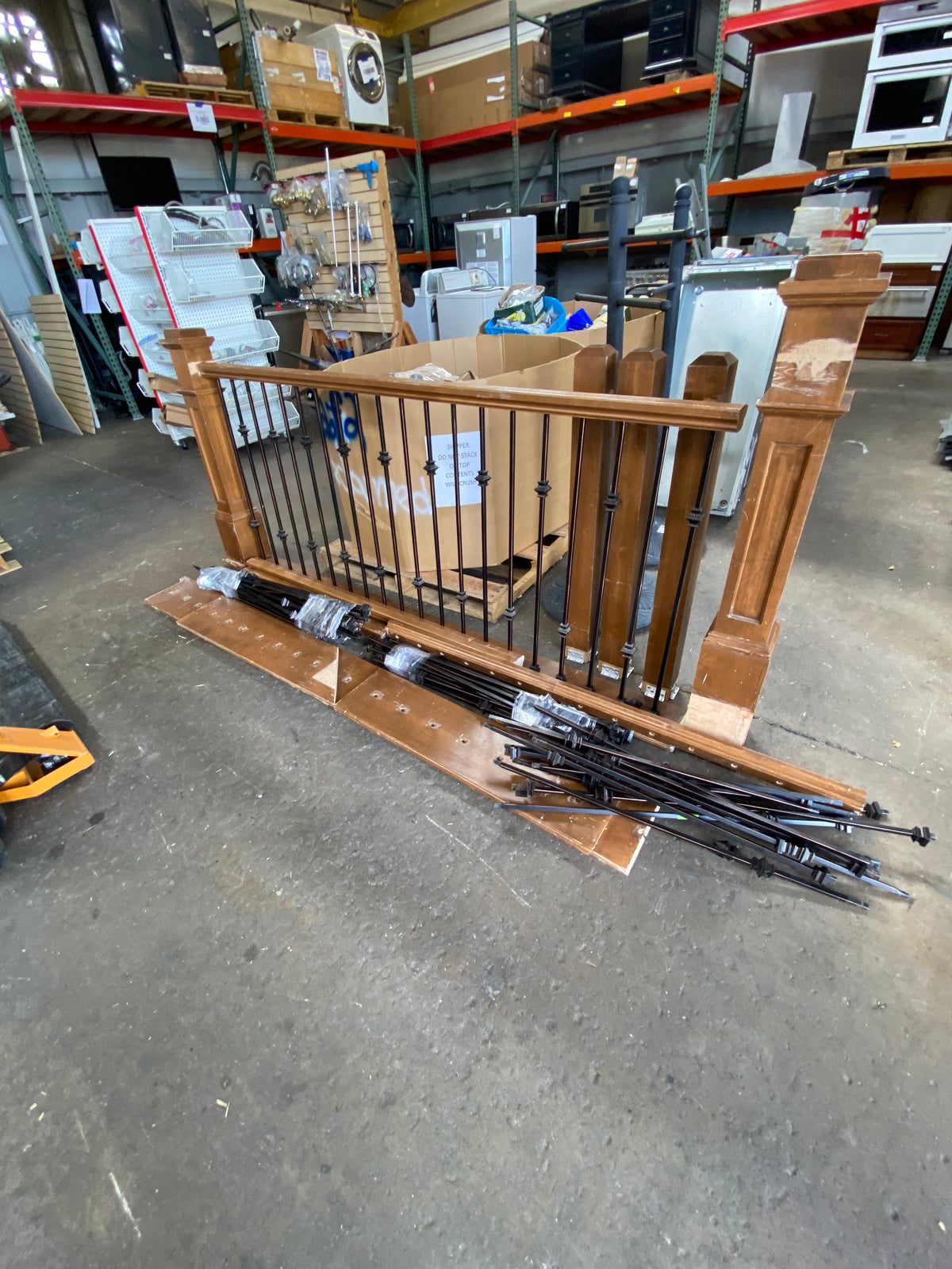 Reclaimed Wood and Iron Staircase Railing Sections