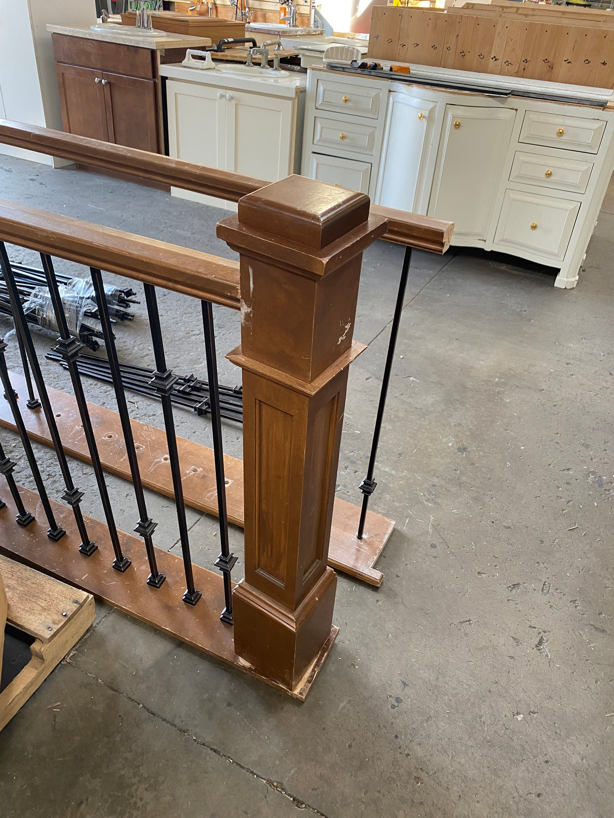 Reclaimed Wood and Iron Staircase Railing Sections