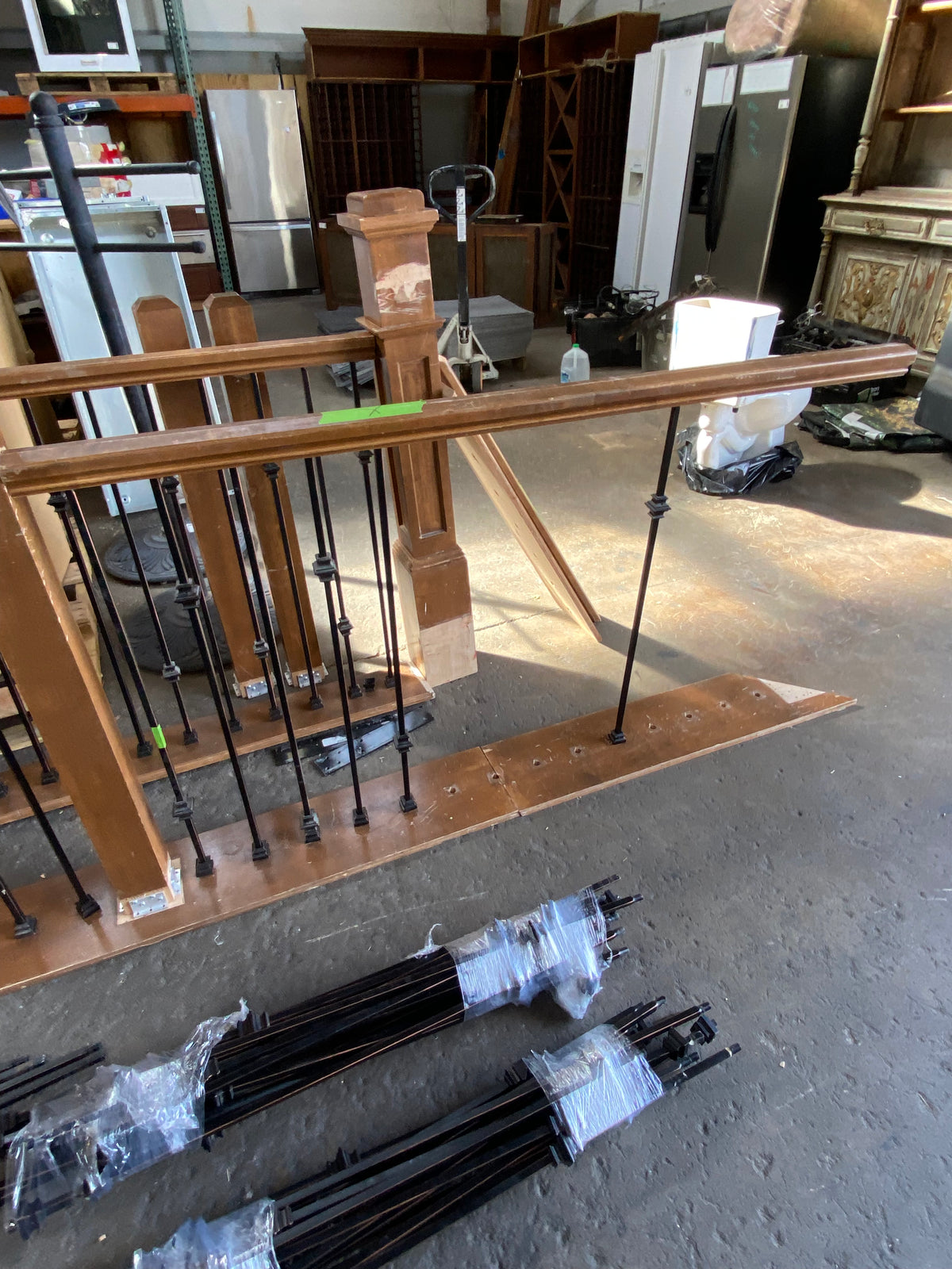 Reclaimed Wood and Iron Staircase Railing Sections