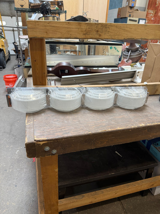 Modern 4-Light Vanity Light Fixture w/ Frosted Shades [#E414.07]