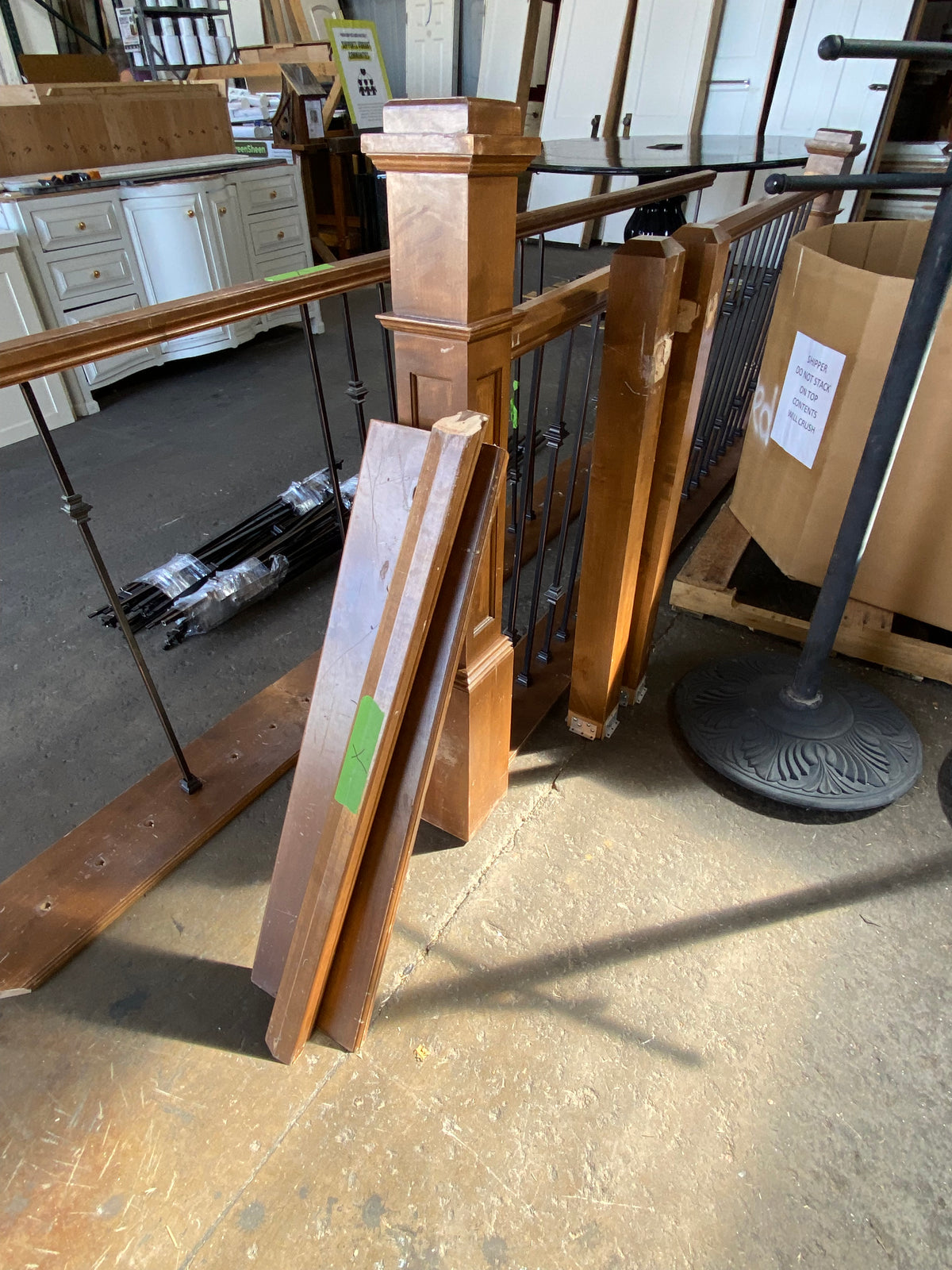 Reclaimed Wood and Iron Staircase Railing Sections