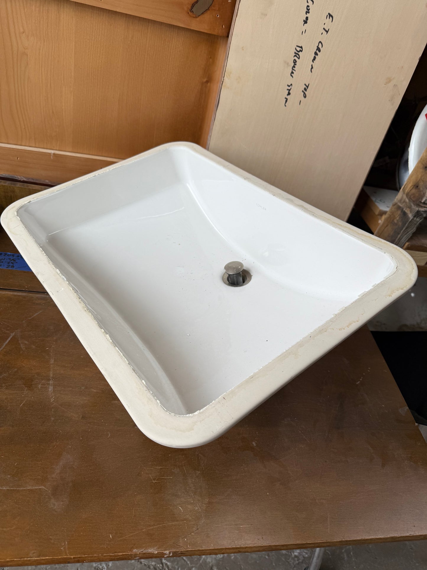 White Drop-In Bathroom Sink, Square [#E414.14]