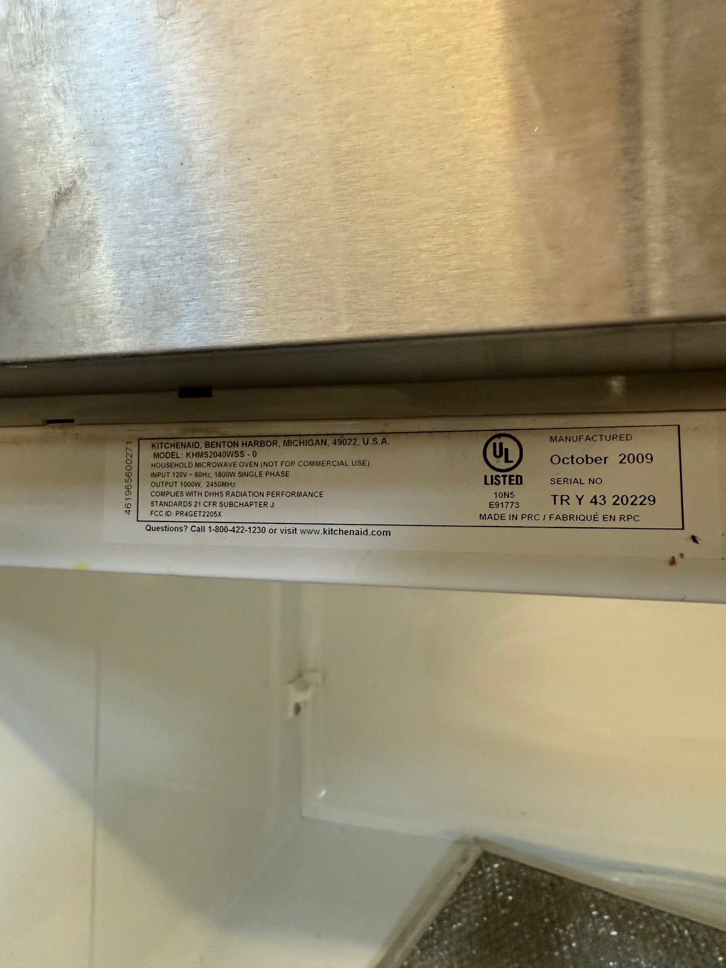 KitchenAid Built-In Microwave, Stainless [#E416.03]