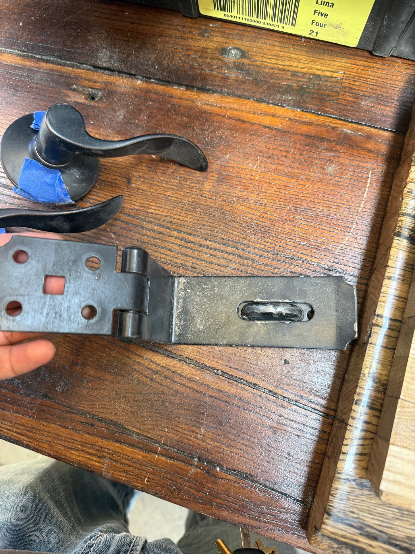 Barn Door Strap Hinge &amp; Handle Set, Black [#E421.12]