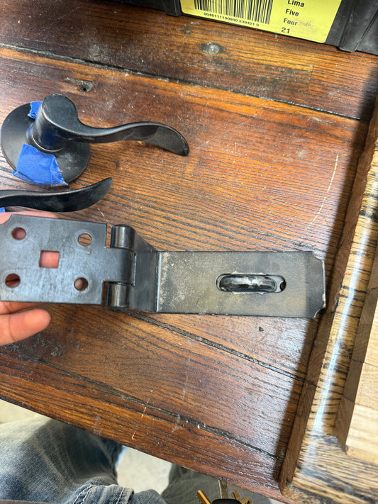 Barn Door Strap Hinge &amp; Handle Set, Black [#E421.12]