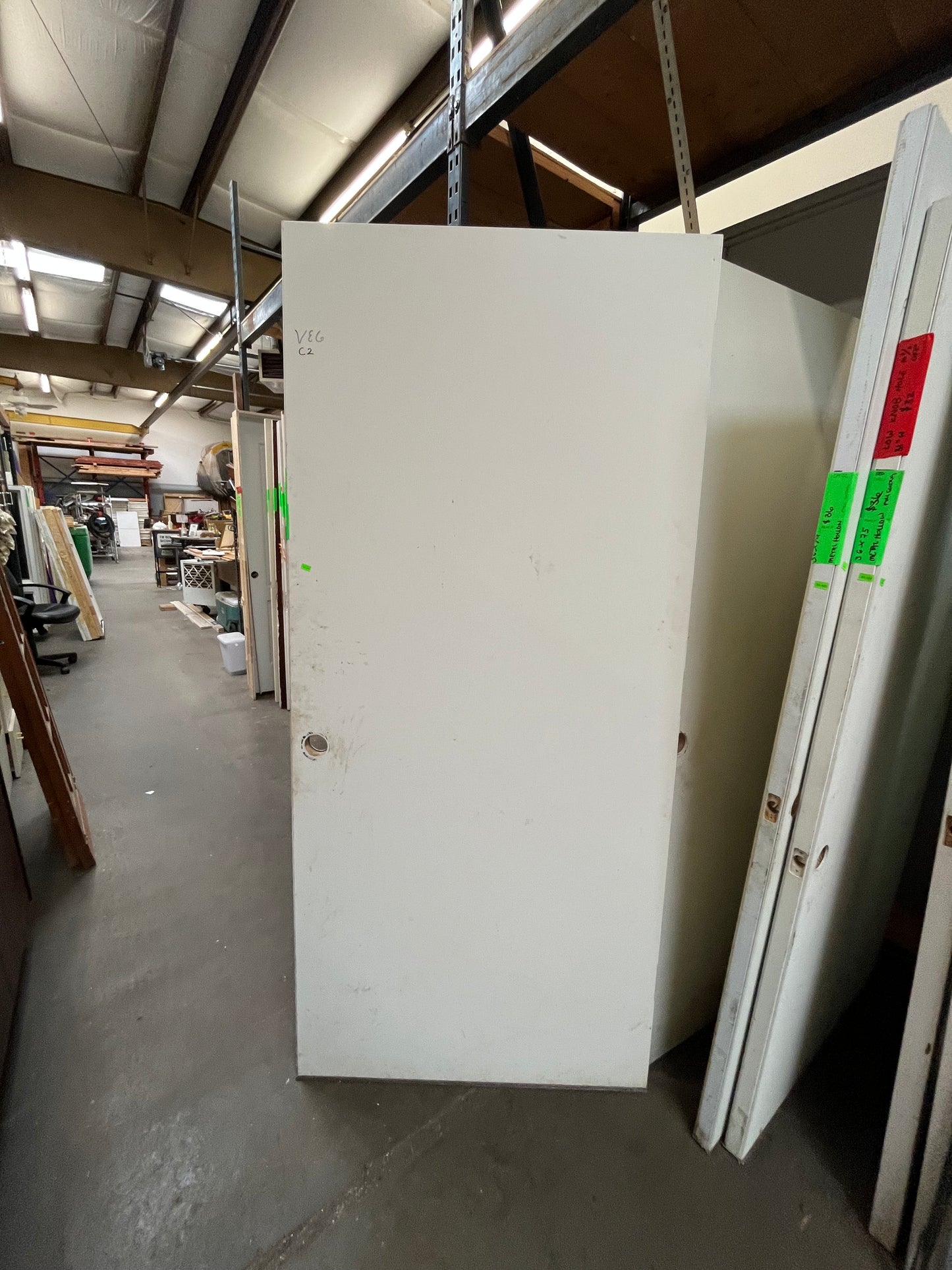 36" x 79" White Metal Hollow Core Door – Flush, Full Swing [#DM23]