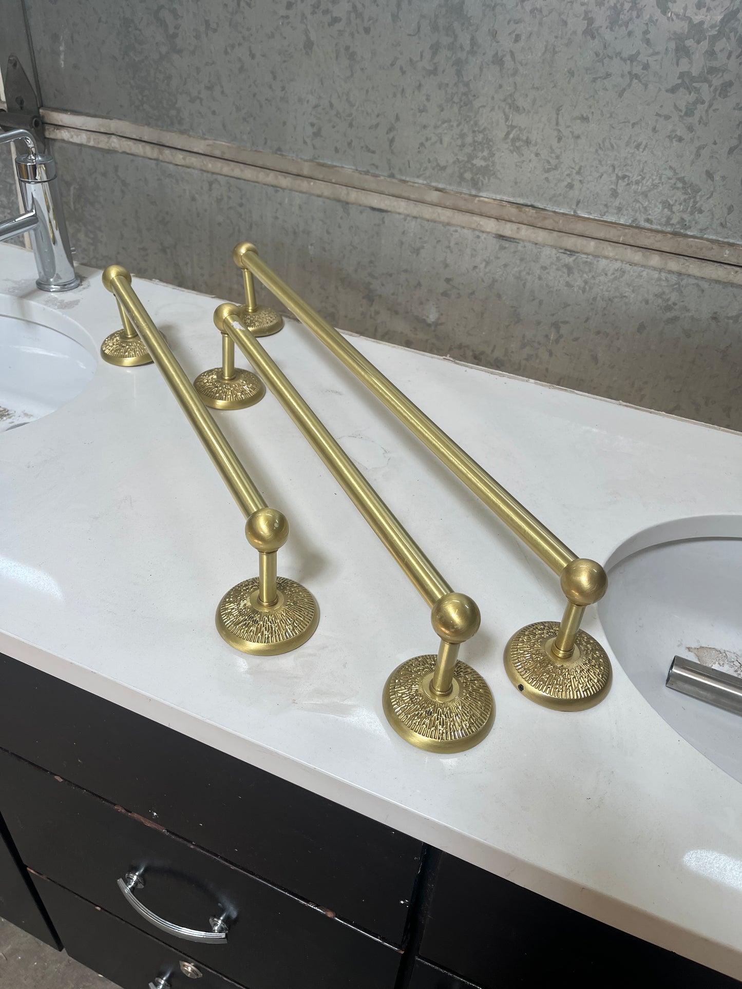 27in and 21in Reclaimed Brass Towel Bars, Brushed Gold