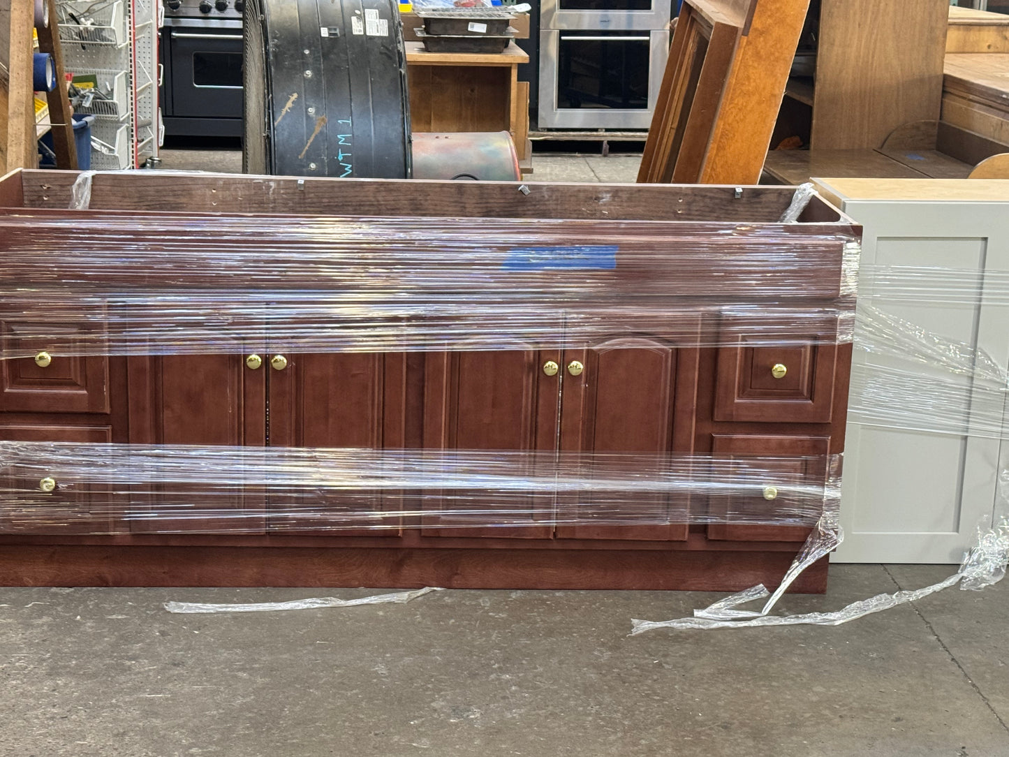 72in Bathroom Vanity Base Cabinet, Dark Wood Finish
