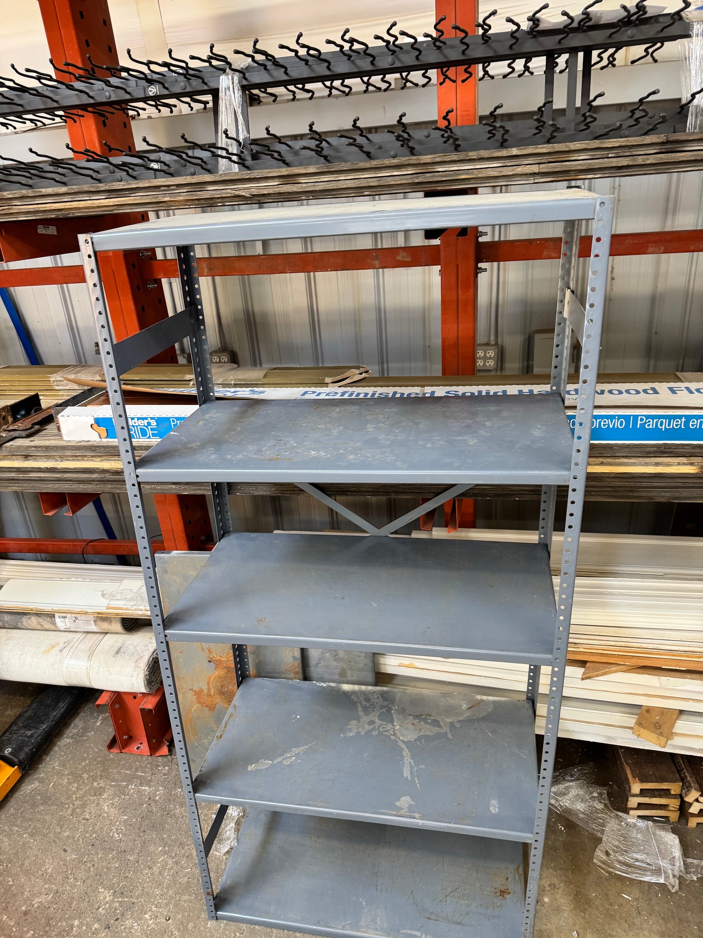 Reclaimed Gray Metal Shelving Unit