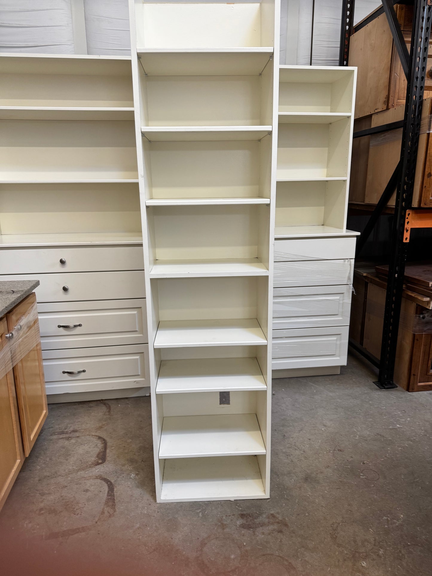 3 Piece White Drawer and Shelving Cabinet Combo