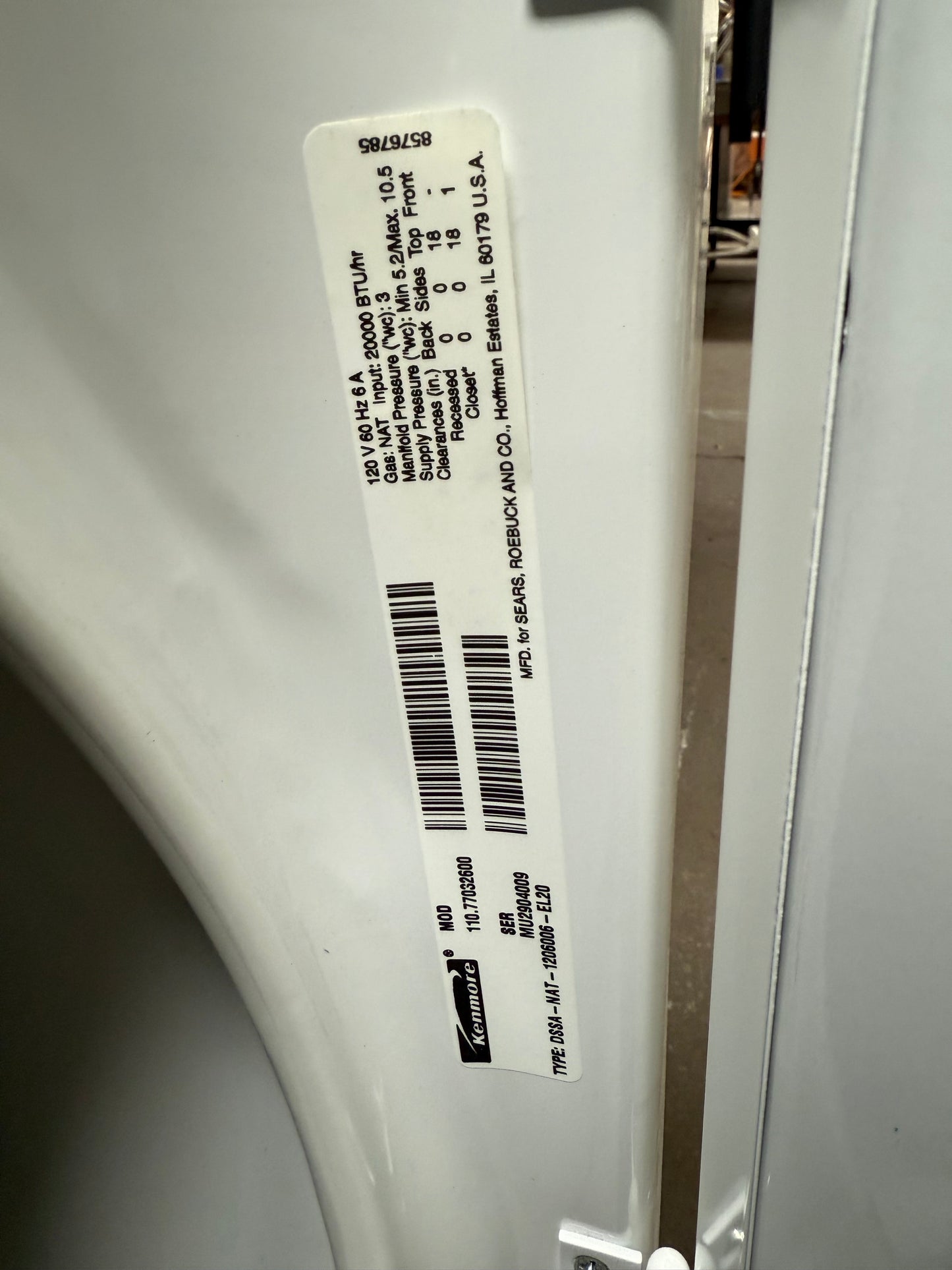 Kenmore Oasis Gas Dryer – White [#E505.05]