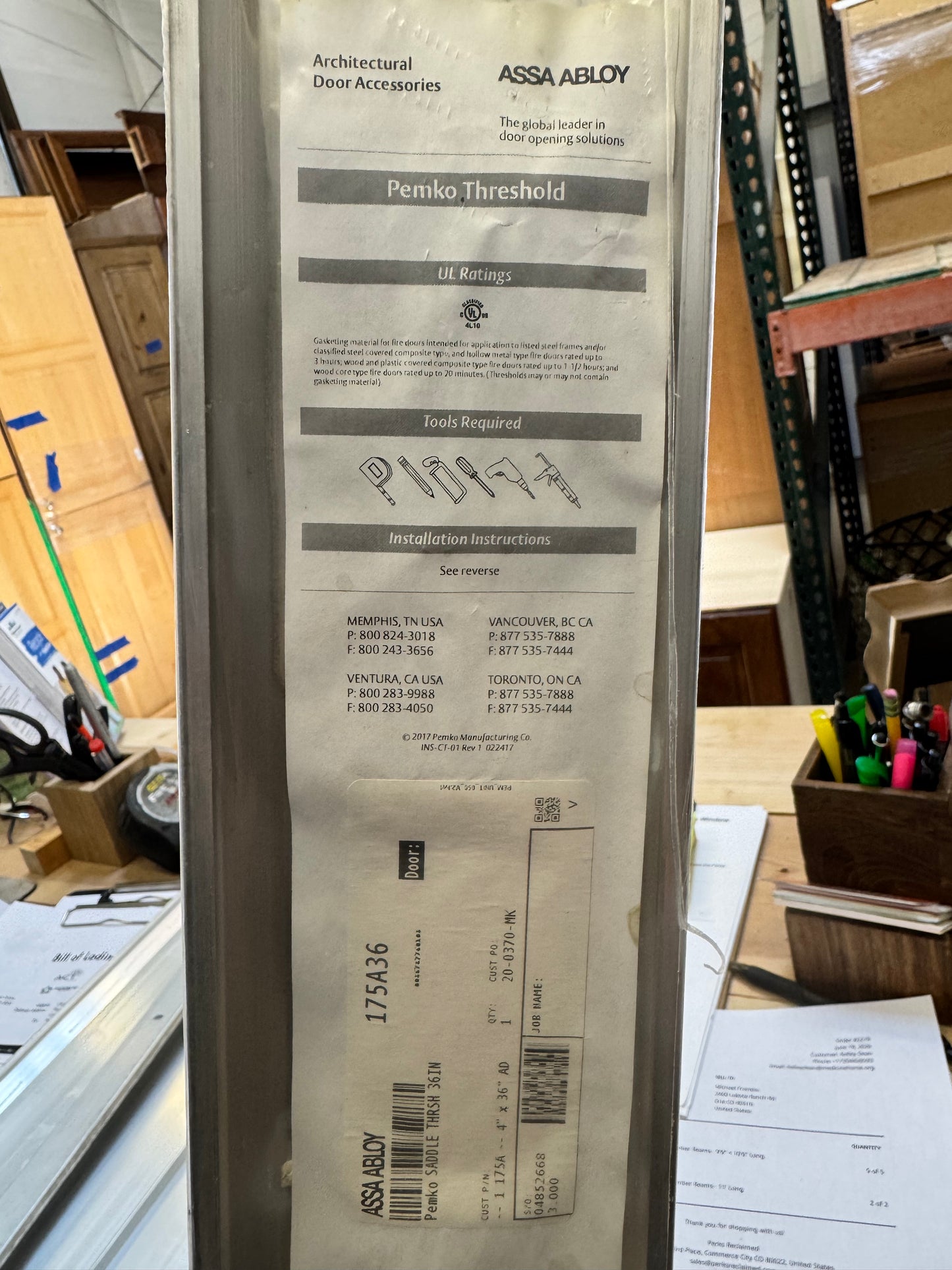 Commercial Grade Aluminum Door Threshold. 4" W × 36" L