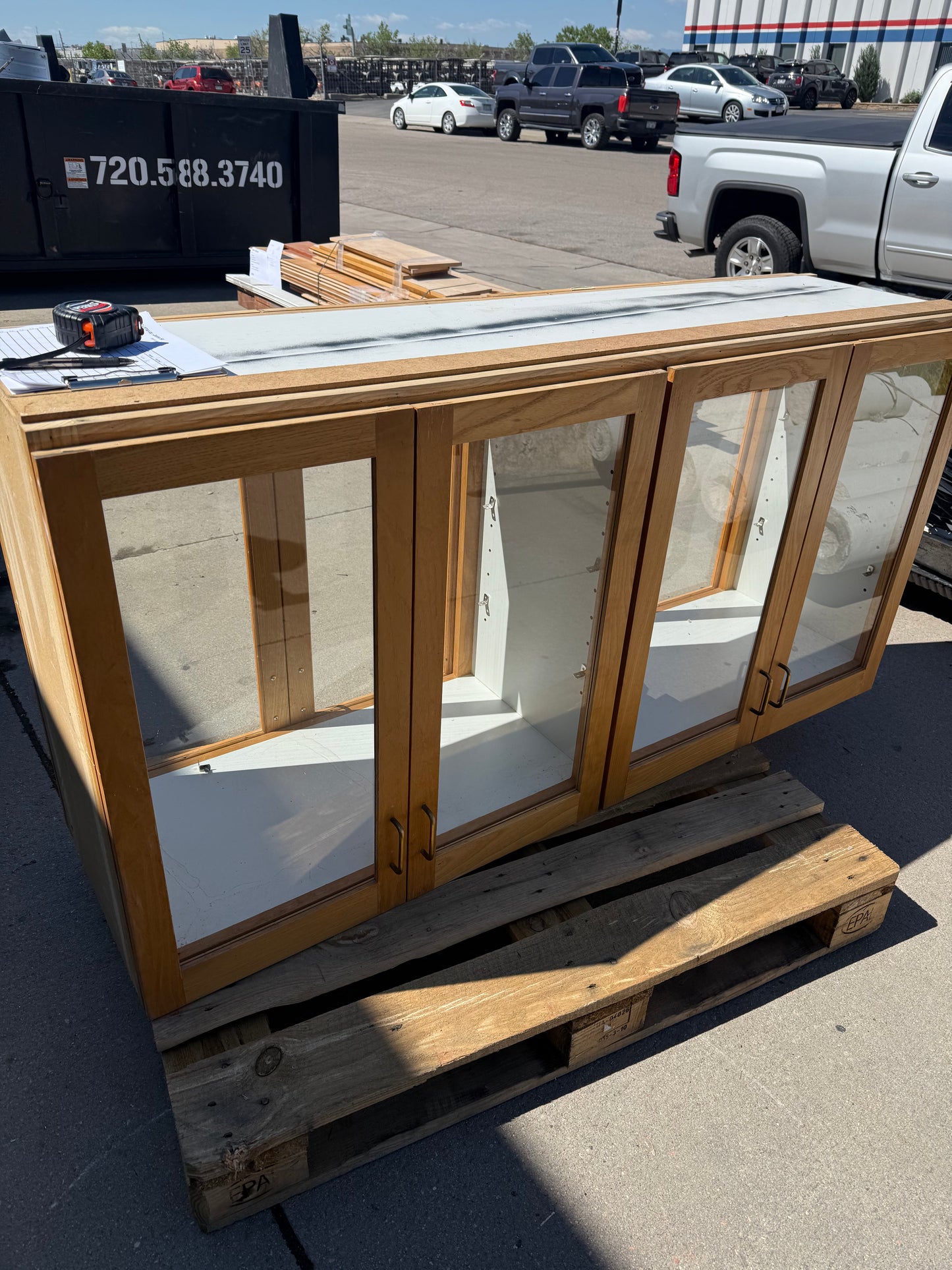 Glass Display Wall Cabinet, Oak Finish [#E508.04]