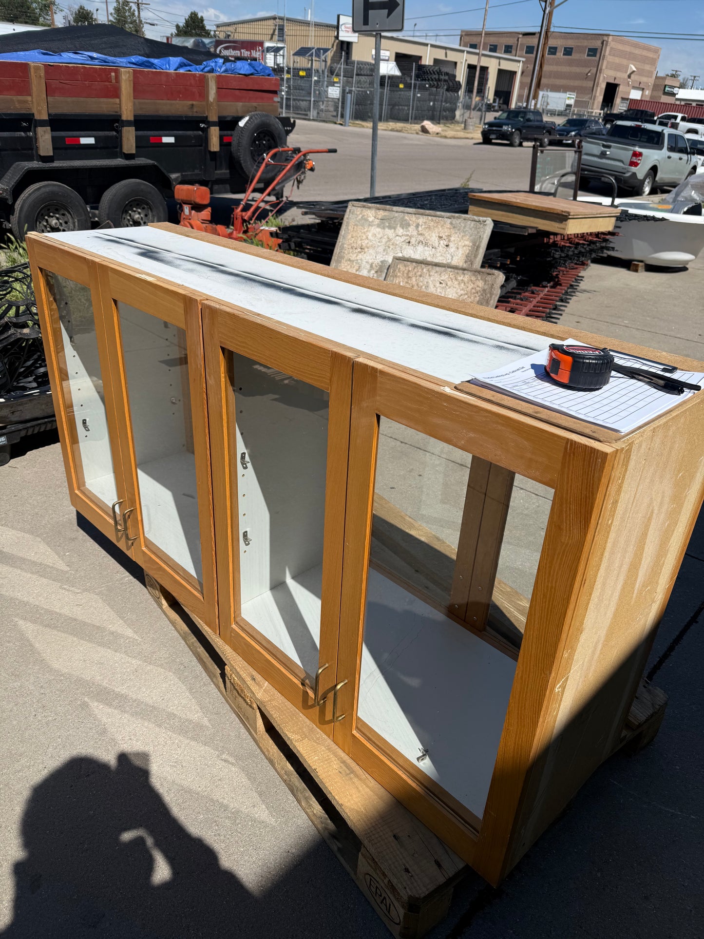 Glass Display Wall Cabinet, Oak Finish [#E508.04]