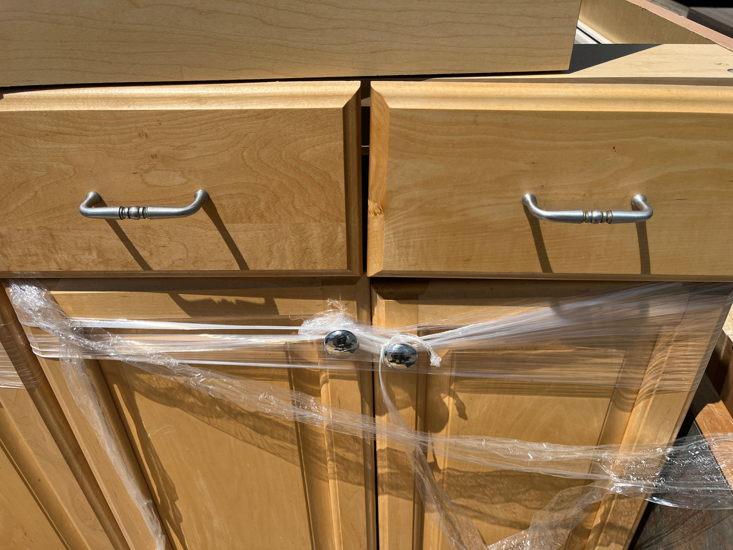 27ft Kitchen Cabinet Set, Natural Wood Finish