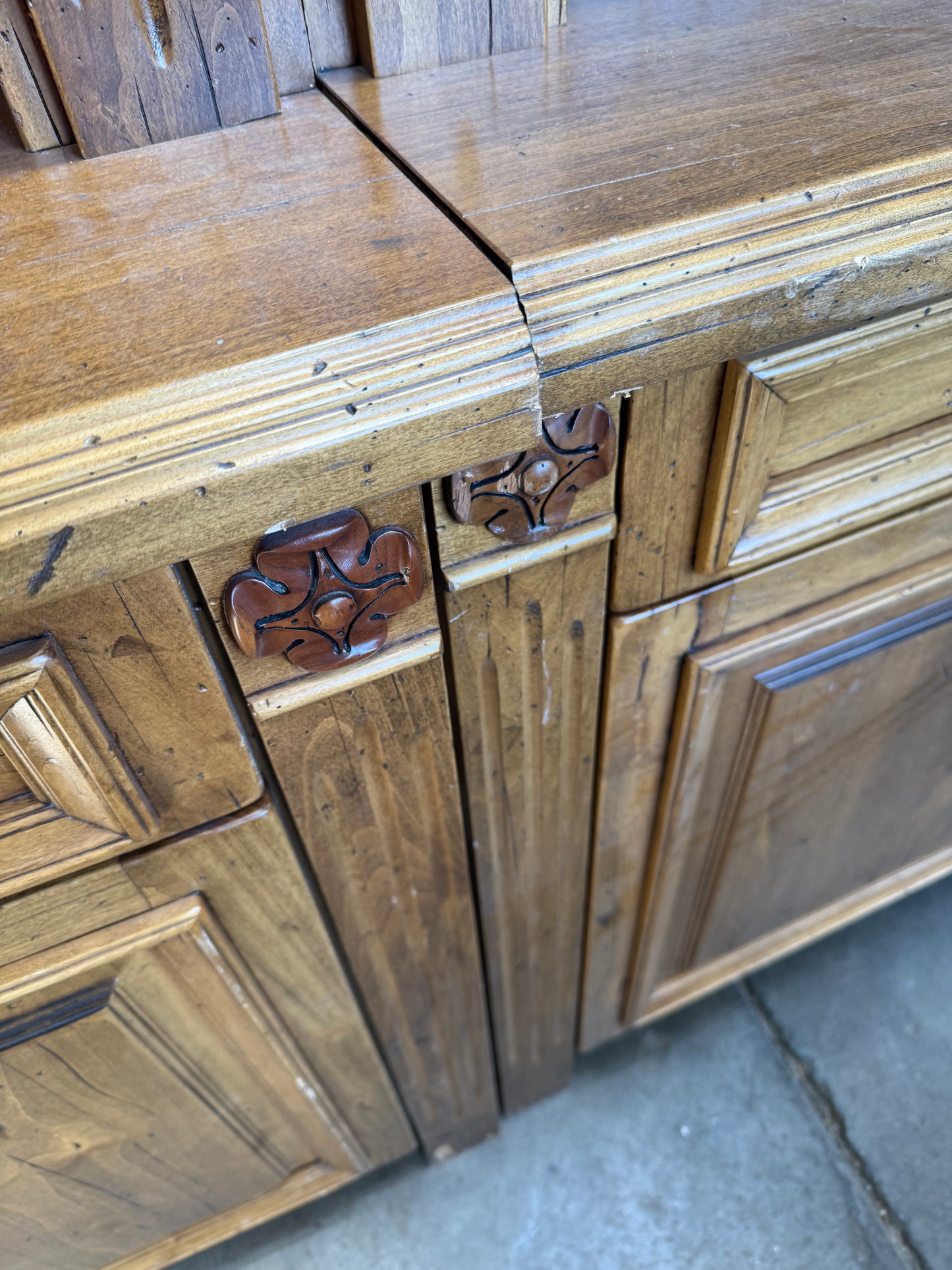 Large Rustic Wood Entertainment Cabinet Set [#E508.07]